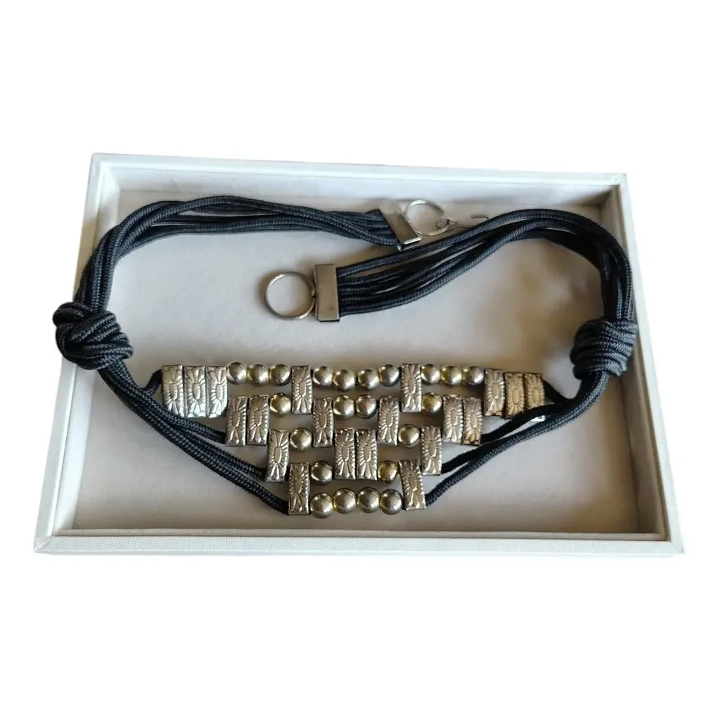 Vintage Two Tone Metal Bead Belt Necklace 22
